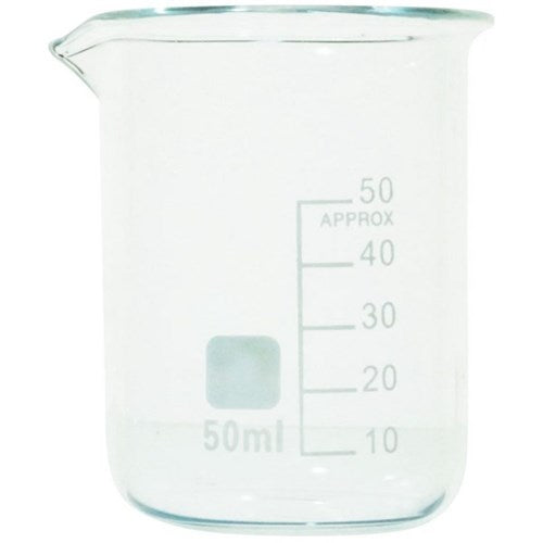 Glass low form beaker, 50ml