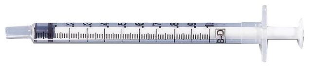 Plastic tuberculin sterile luer slip syringe, 1ml B-D