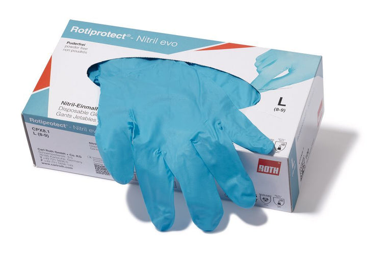 Nitrile powder-free disposable gloves, ≥240 mm long