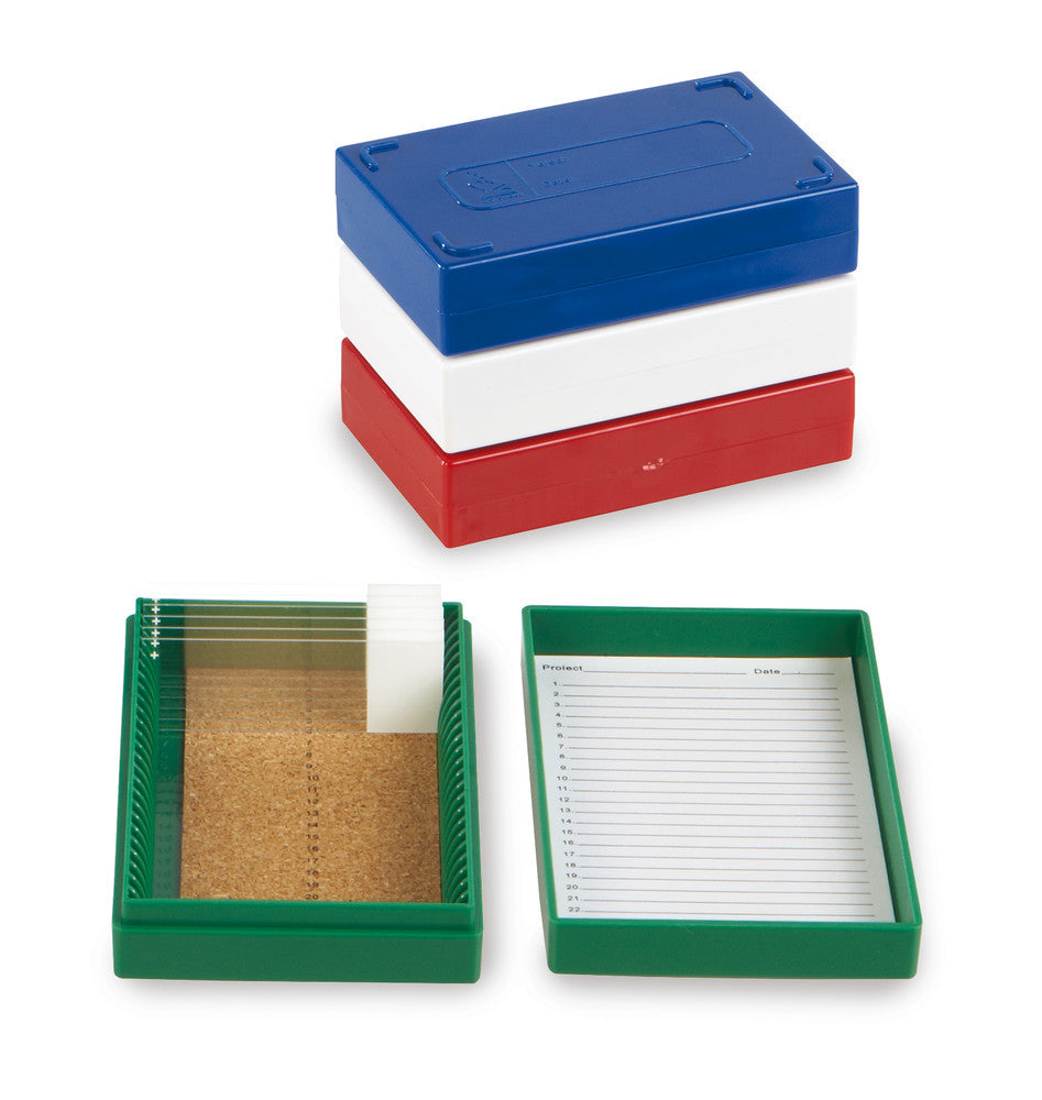Microscope slide box with slip lid