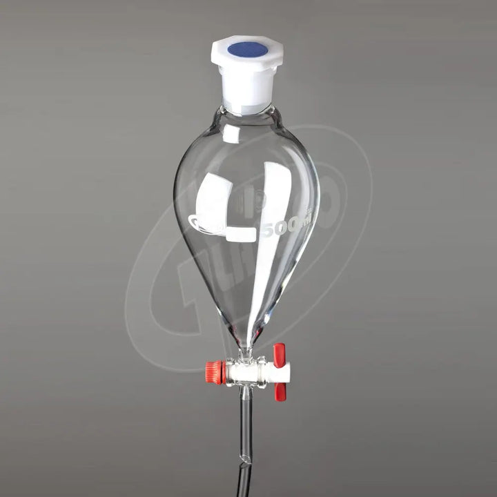 Separating funnel, pear shaped, glass, PTFE stopcock