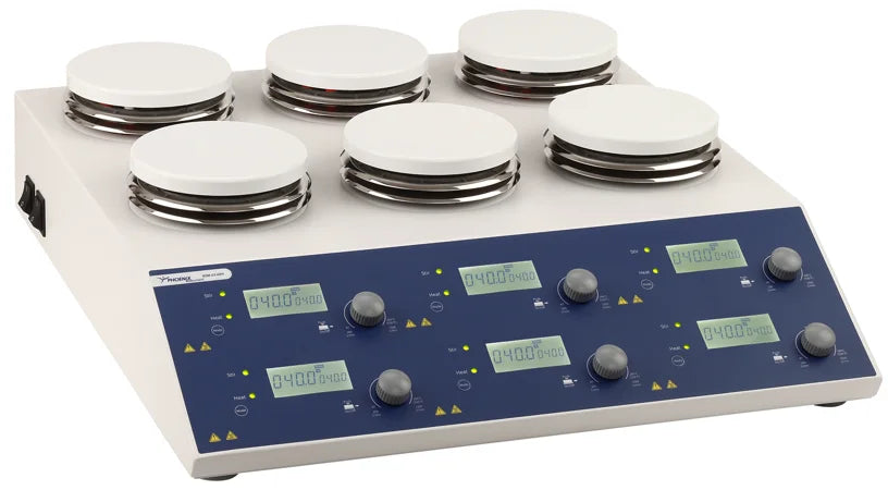 Multi-position magnetic stirrer with heater